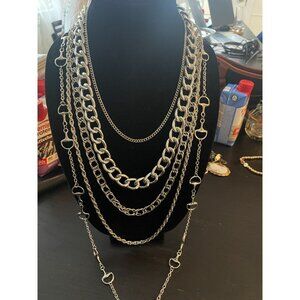 Off Park Collection 5 layered silver necklace statement piece